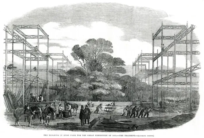 Framed Print : Progress of building for the International Exhibition 1850