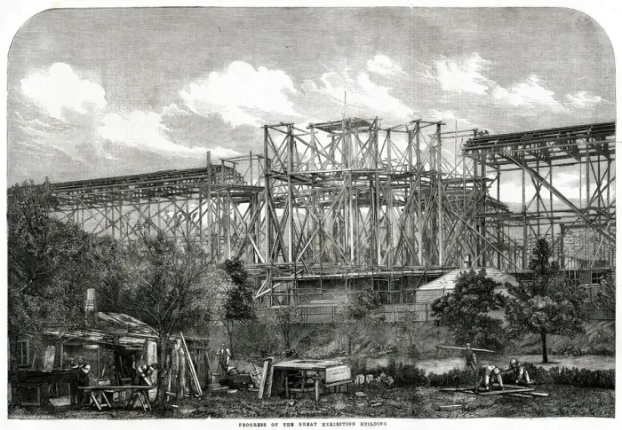 Framed Print : Progress of building for the International Exhibition 1861 Framed Print : Progress of building for the International Exhibition 1861