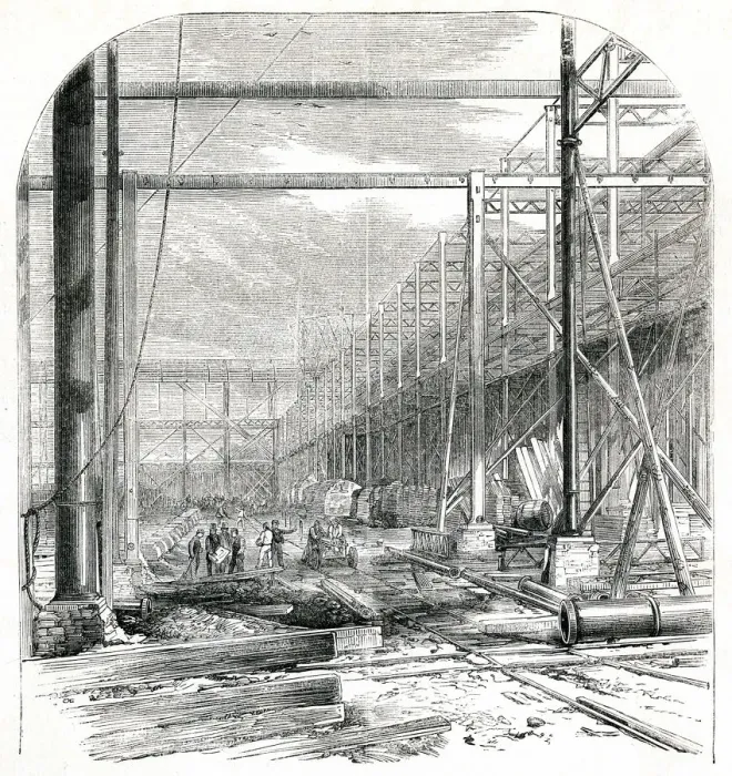 Framed Print : Progress of building for the International Exhibition 1861 Framed Print : Progress of building for the International Exhibition 1861
