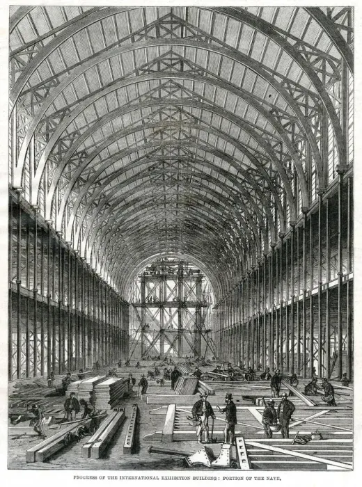 Framed Print : Progress of building for the International Exhibition 1861 Framed Print : Progress of building for the International Exhibition 1861