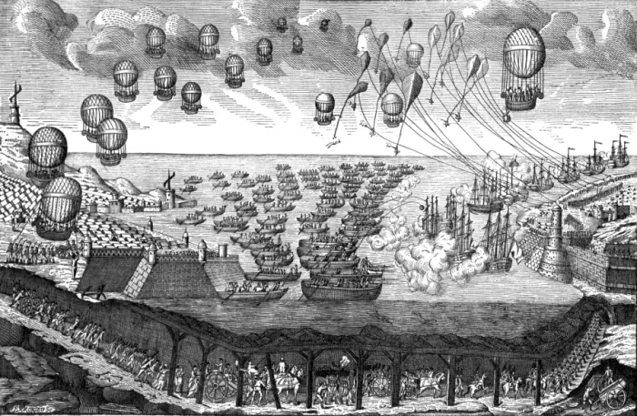 Framed Print : A projected invasion of England published in France in 1803 Framed Print : A projected invasion of England published in France in 1803