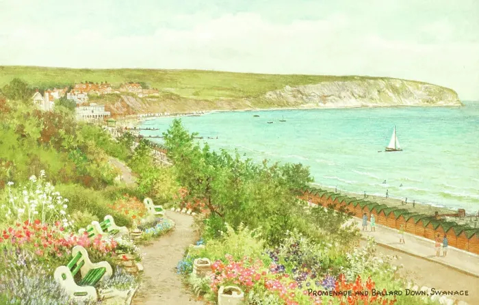Framed Print : Promenade and Ballard Down, Swanage, Dorset Framed Print : Promenade and Ballard Down, Swanage, Dorset