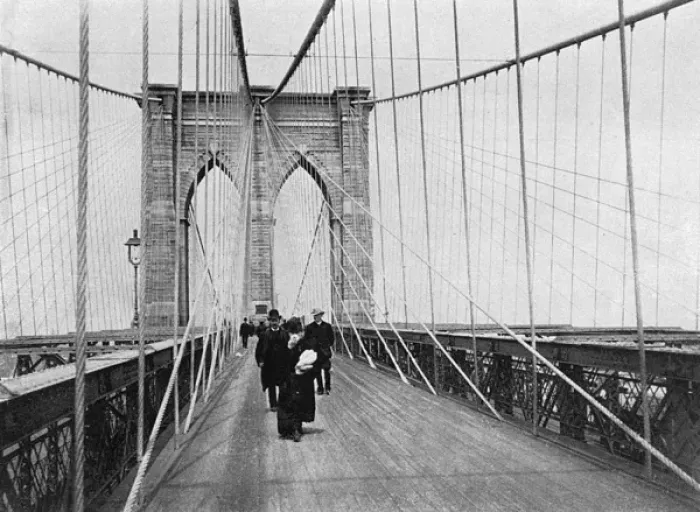 Framed Print : Promenade on Brooklyn Bridge, New York City, USA Framed Print : Promenade on Brooklyn Bridge, New York City, USA