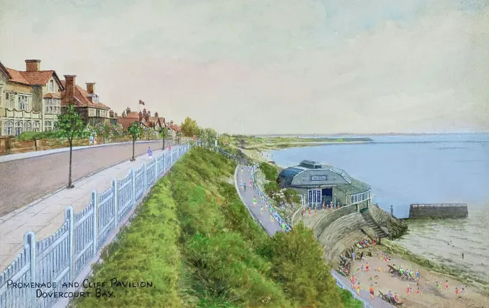 Framed Print : Promenade and Cliff Pavilion, Dovercourt Bay, Essex Framed Print : Promenade and Cliff Pavilion, Dovercourt Bay, Essex