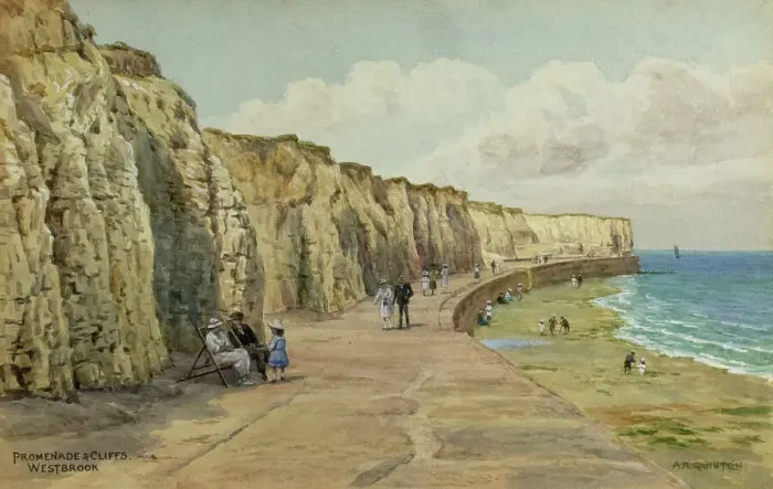 Framed Print : Promenade and Cliffs, Westbrook, Kent Framed Print : Promenade and Cliffs, Westbrook, Kent