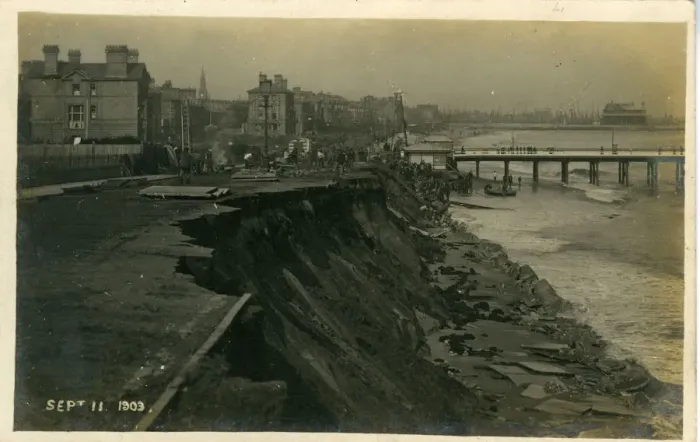 Framed Print : The Promenade and Piers -(Showing the 1903 landslide) Framed Print : The Promenade and Piers -(Showing the 1903 landslide)