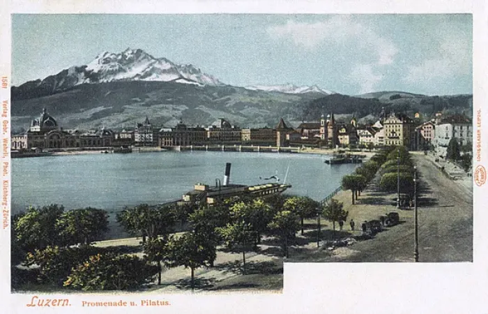 Framed Print : Promenade and Pilatus Mountain, Lucerne, Switzerland Framed Print : Promenade and Pilatus Mountain, Lucerne, Switzerland