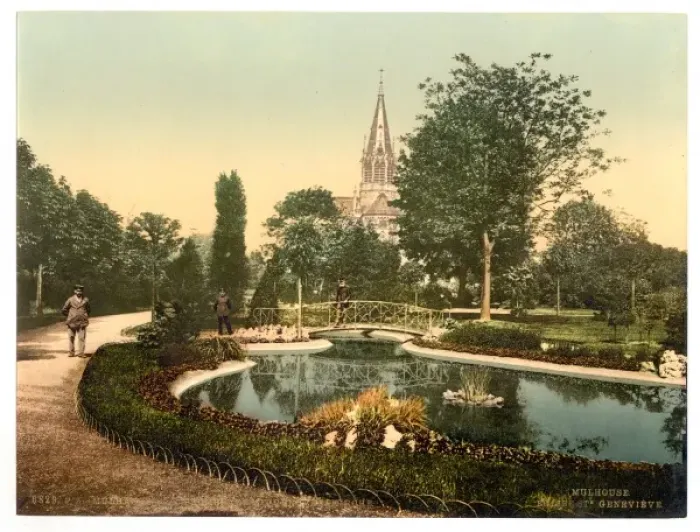 Framed Print : Promenade and St. Genieve Church, Mulhausen, Alsace Lorraine Framed Print : Promenade and St. Genieve Church, Mulhausen, Alsace Lorraine