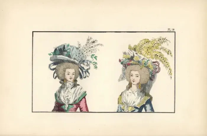 Framed Print : Prominent citizen bonnets of the late 18th century Framed Print : Prominent citizen bonnets of the late 18th century