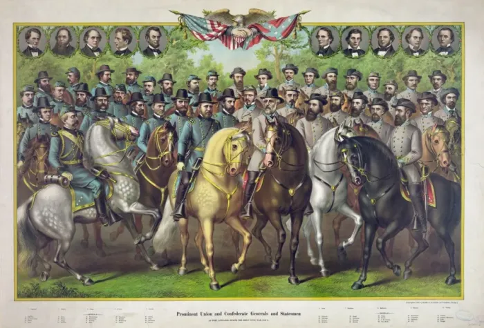 Framed Print : Prominent Union and Confederate generals and statesmen as th Framed Print : Prominent Union and Confederate generals and statesmen as th