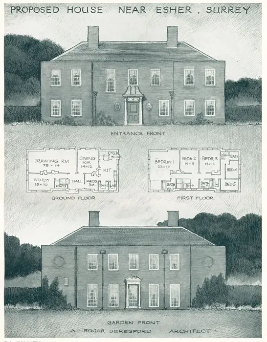 Framed Print : Proposed House Near Esher, Surrey Framed Print : Proposed House Near Esher, Surrey