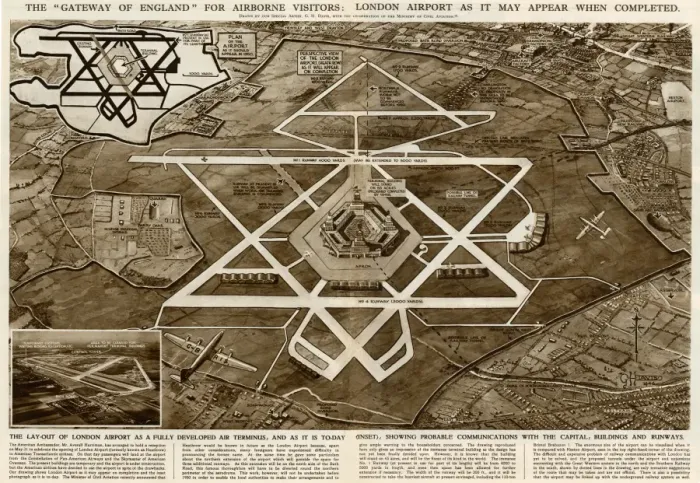 Framed Print : Proposed layout of London Airport by G. H. Davis Framed Print : Proposed layout of London Airport by G. H. Davis