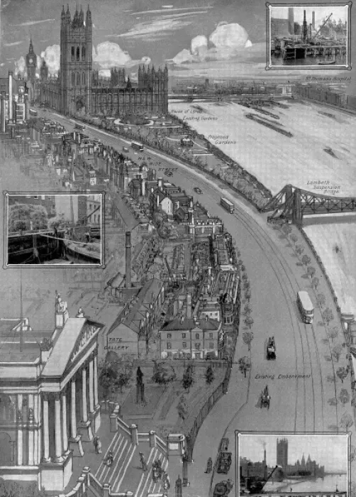 Framed Print : Proposed Scheme for Westminster Embankment, 1909 Framed Print : Proposed Scheme for Westminster Embankment, 1909