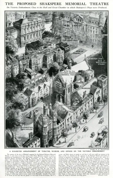 Framed Print : Proposed site of Shakespeare Memorial Theatre in London 1924 Framed Print : Proposed site of Shakespeare Memorial Theatre in London 1924