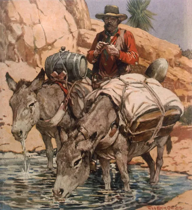 Framed Print : A prospector - illustration to The Trail of Gold [W C Tuttle]
