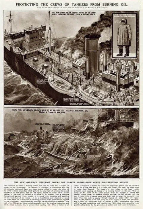 Framed Print : Protecting crews from burning oil by G. H. Davis Framed Print : Protecting crews from burning oil by G. H. Davis