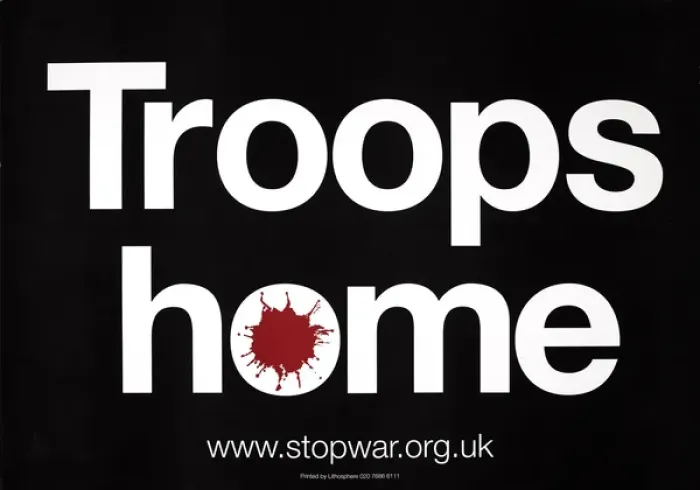 Framed Print : Protest placard printed with ?Troops home?, 2006-2011 Framed Print : Protest placard printed with ?Troops home?, 2006-2011