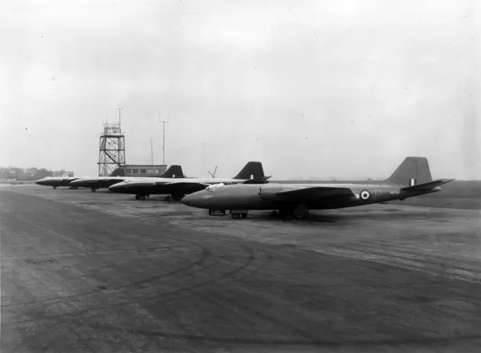 Framed Print : The four prototype B1 Canberras at Warton Framed Print : The four prototype B1 Canberras at Warton