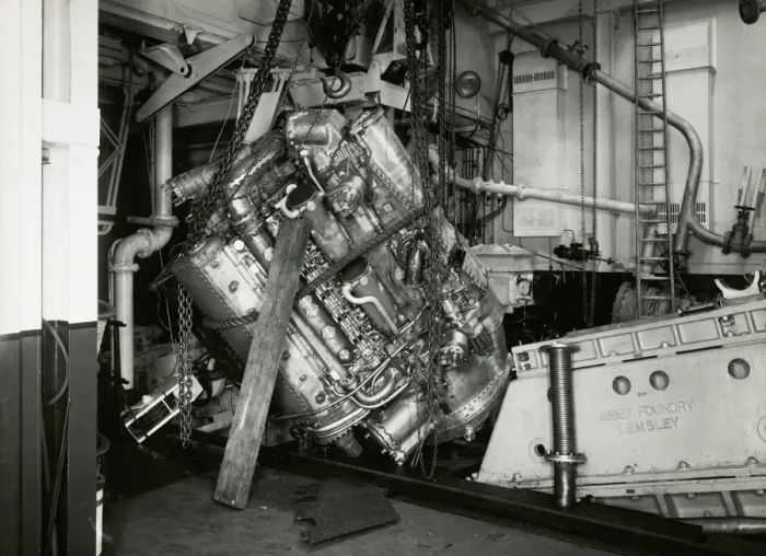 Framed Print : Prototype Deltic engine after the failure of the crane cable Framed Print : Prototype Deltic engine after the failure of the crane cable