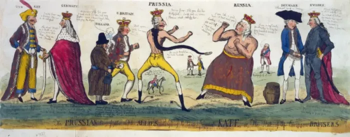 Framed Print : The Prussian prize-fighter and his allies attempting to tame Framed Print : The Prussian prize-fighter and his allies attempting to tame