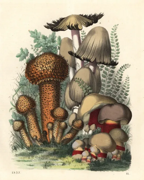 Framed Print : Psathyrella spadicea, Pholiota squarrosus Framed Print : Psathyrella spadicea, Pholiota squarrosus