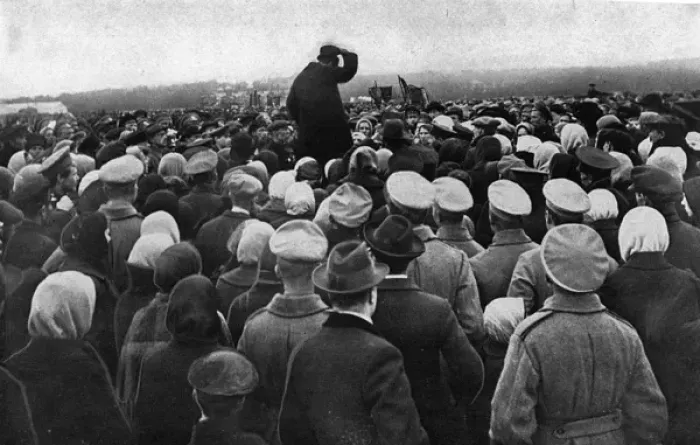 Framed Print : Public gathering around a speaker during Revolution, Russia Framed Print : Public gathering around a speaker during Revolution, Russia