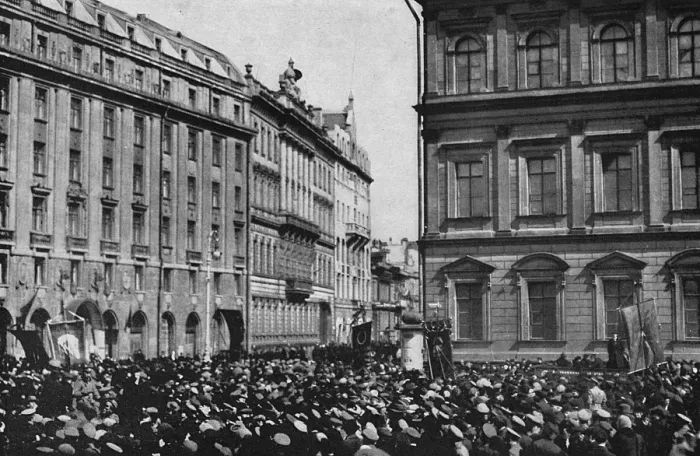 Framed Print : Public gathering in street during Revolution, Russia Framed Print : Public gathering in street during Revolution, Russia
