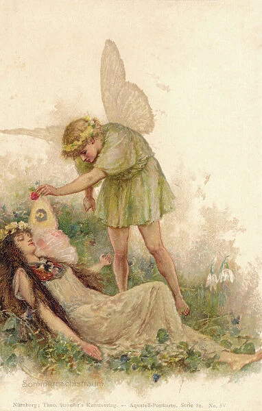 Puck and Titania. Scene from A Midsummer Nights Dream 