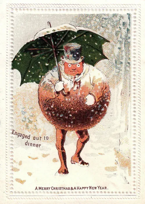 Framed Print : Pudding-shaped man in the snow on a Christmas card Framed Print : Pudding-shaped man in the snow on a Christmas card