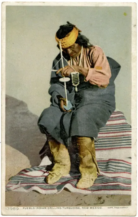 Framed Print : Pueblo Indian drilling turquoise, New Mexico, USA Framed Print : Pueblo Indian drilling turquoise, New Mexico, USA