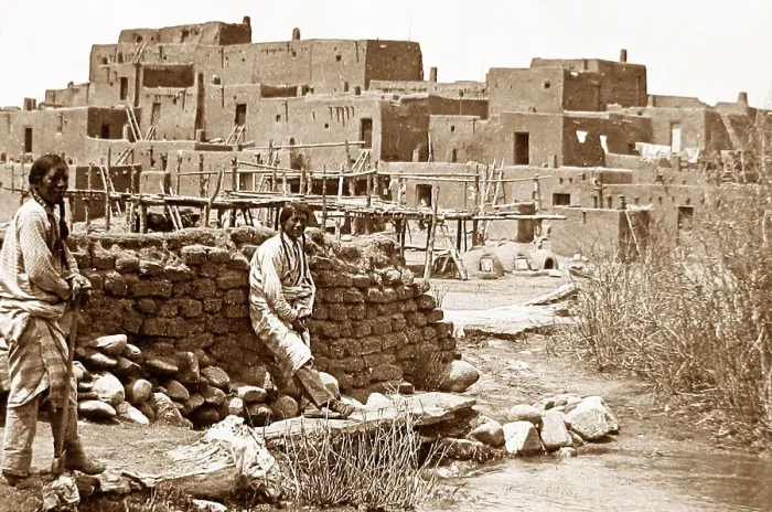 Framed Print : Pueblo Taos Indians Mexico early 1900s Framed Print : Pueblo Taos Indians Mexico early 1900s