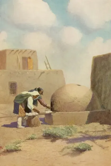 Framed Print : Pueblo Women Make Bread Framed Print : Pueblo Women Make Bread