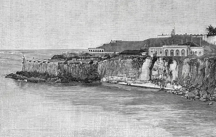 Framed Print : Puerto Rico, San Juan. Port entrance. Engraving, 1898 Framed Print : Puerto Rico, San Juan. Port entrance. Engraving, 1898