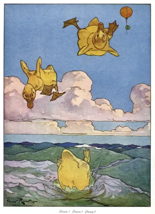 Framed Print : Pug Peter -- three ducklings fall into the sea Framed Print : Pug Peter -- three ducklings fall into the sea