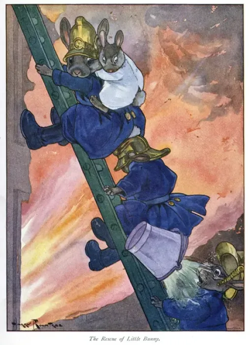 Framed Print : Pug Peter -- mouse firemen on a ladder Framed Print : Pug Peter -- mouse firemen on a ladder