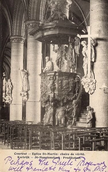 Pulpit in the church of St Martin, Courtrai, Belgium