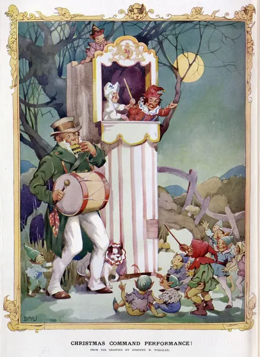 Framed Print : Punch and Judy with elves, Dorothy M Wheeler