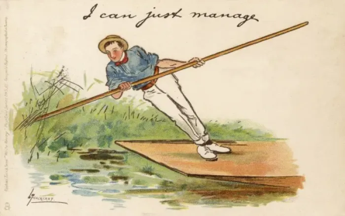Framed Print : Punting - pushing off from the bank Framed Print : Punting - pushing off from the bank