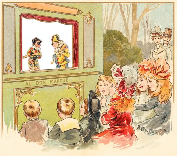 Framed Print : Puppet show seen from outside the box Framed Print : Puppet show seen from outside the box