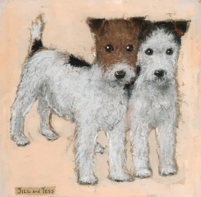 Framed Print : Two puppies named Jill and Tess by Muriel Dawson Framed Print : Two puppies named Jill and Tess by Muriel Dawson