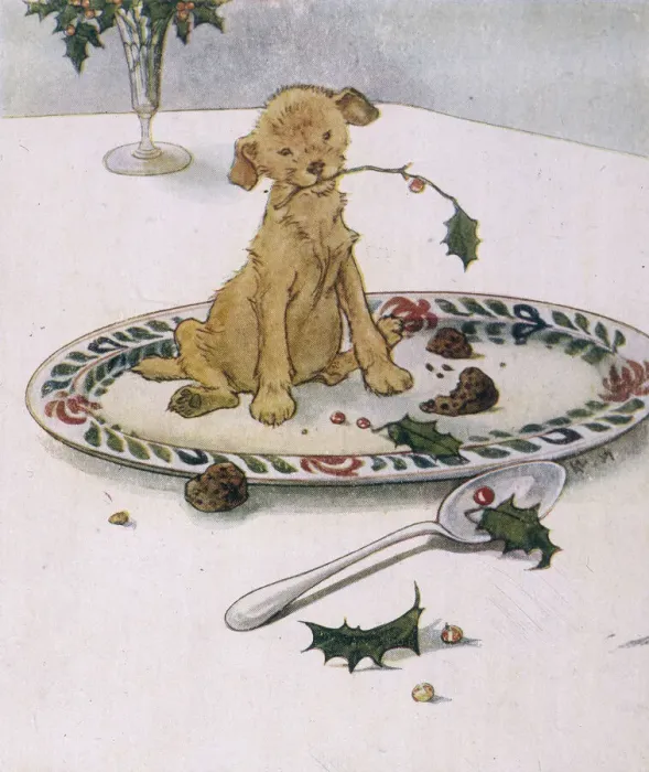 Framed Print : PUPPY AND XMAS PUDDING Framed Print : PUPPY AND XMAS PUDDING