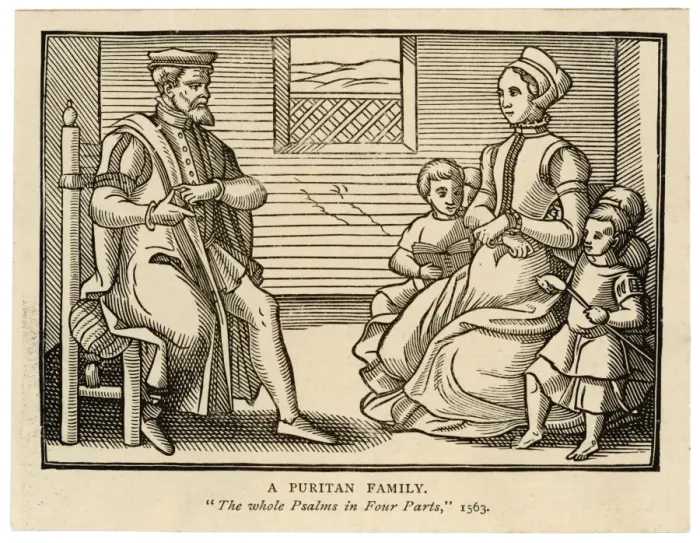 Framed Print : Puritan Family, 1563 Framed Print : Puritan Family, 1563