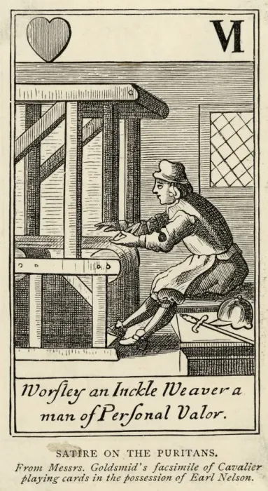 Framed Print : A Puritan weaving cloth Framed Print : A Puritan weaving cloth