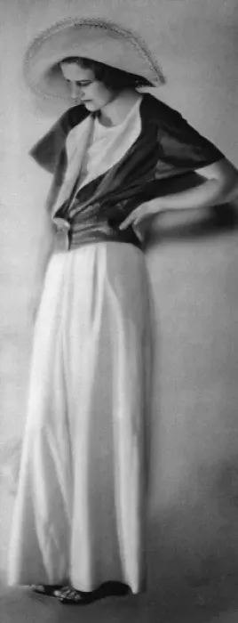 Framed Print : Pyjama suit with wide brimmed hat, 1931 Framed Print : Pyjama suit with wide brimmed hat, 1931