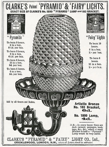 The Pyramid Night Lights, bronze bracket wall holder that burned for nine hours