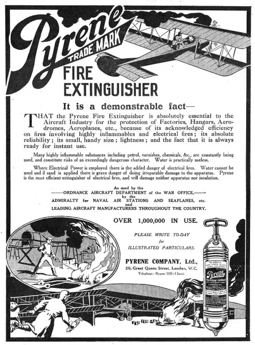 Framed Print : Pyrene Fire Extinguishers For Hangars & Aeroplanes 1916 Framed Print : Pyrene Fire Extinguishers For Hangars & Aeroplanes 1916