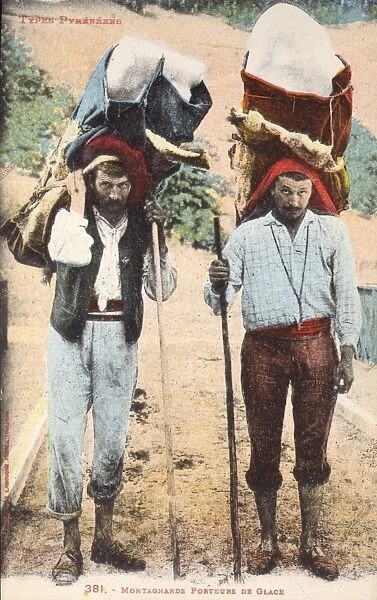 Pyrenean Mountain Men carrying ice