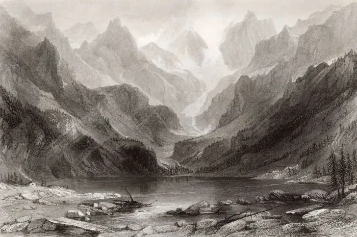 Framed Print : PYRENEES / LAC GAUBE C1835 Framed Print : PYRENEES / LAC GAUBE C1835