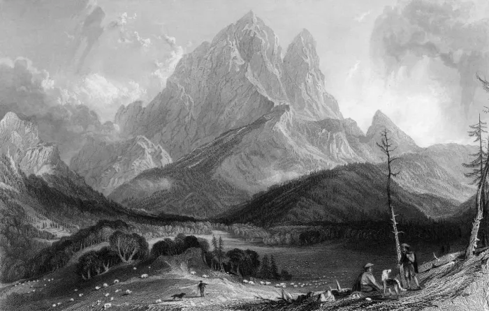 Framed Print : PYRENEES / OSSAU C1835 Framed Print : PYRENEES / OSSAU C1835