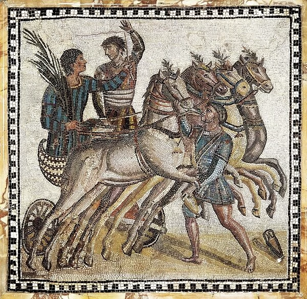Quadriga race. 3rd c. Roman art. Early Empire